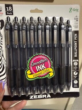 Zebra Z-Grip Black Ballpoint Pens - Pack of 18